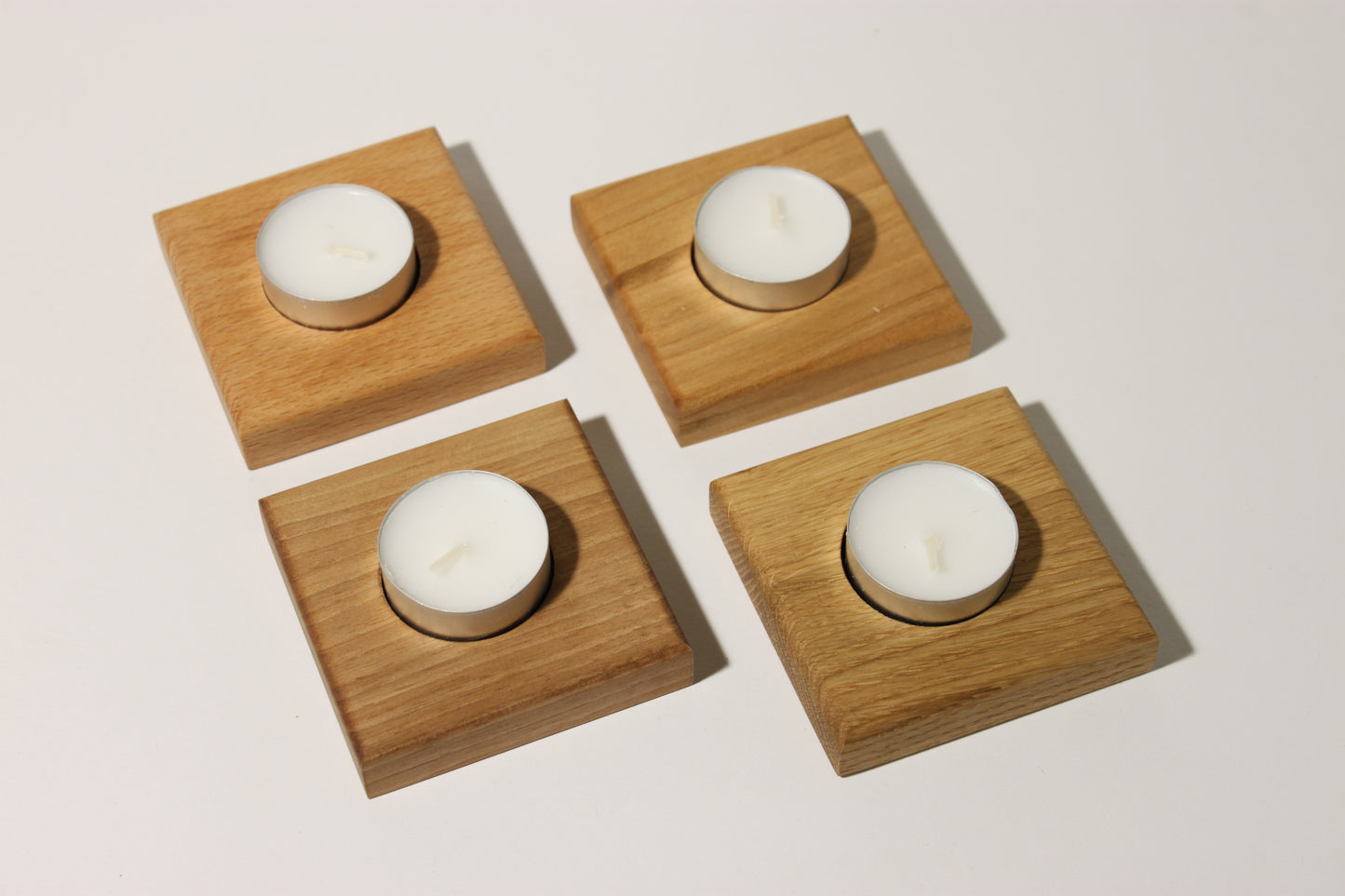 Kerzenständer aus Holz Set: Eiche, Buche, Kirschbaum, Nussbaum