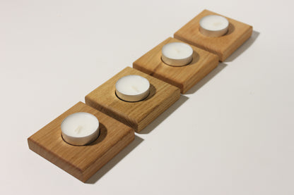Kerzenständer aus Holz Set: Eiche, Buche, Kirschbaum, Nussbaum