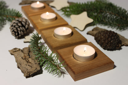 Kerzenständer aus Holz Set: Eiche, Buche, Kirschbaum, Nussbaum